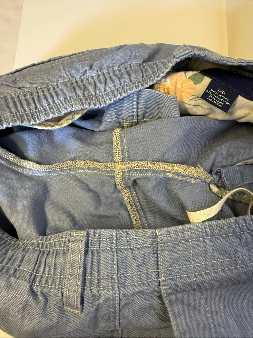 Tommy Bahama Slate Blue Flat-Front Men's Shorts Cotton Linen Blend Size Large - Picture 9 of 9